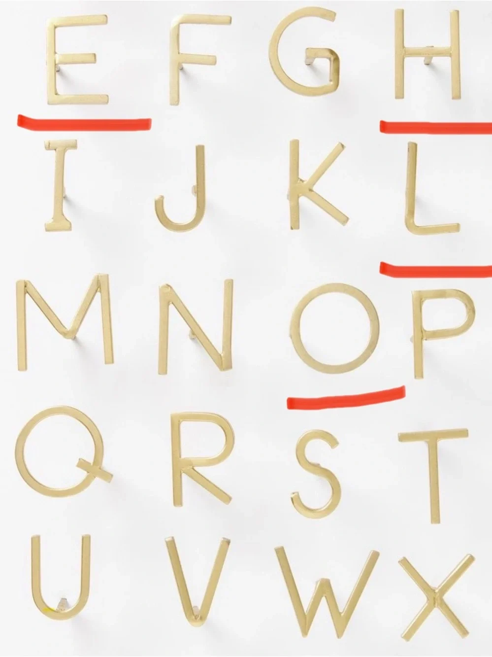 Anthropologie Monogram Nails - HELLO (set of five) - bronze gold finish